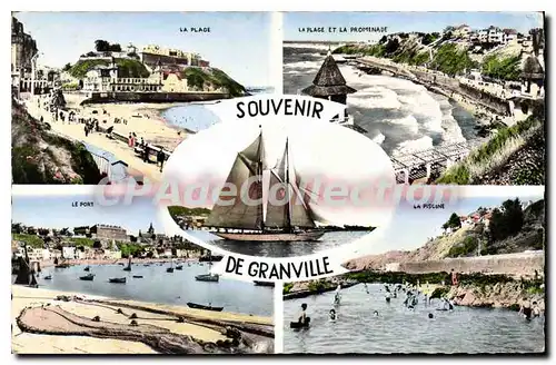 Cartes postales Granville plage port piscine