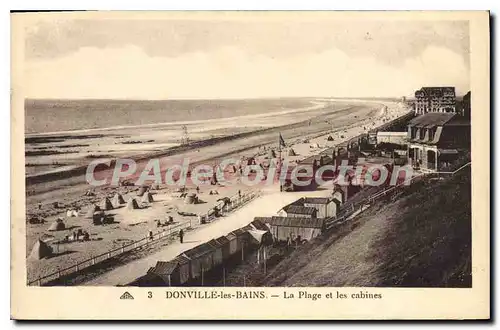 Cartes postales Donville Les Bains La Plage Et Les Cabines