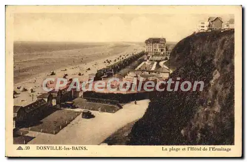 Cartes postales Donville Les Bains La Plage Et I'Hotel De I'Ermitage