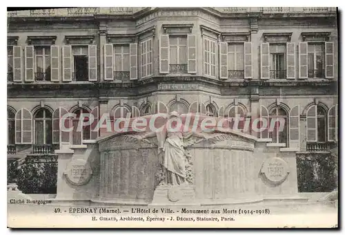 Cartes postales Epernay L'Hotel De Ville Monument Aux Morts