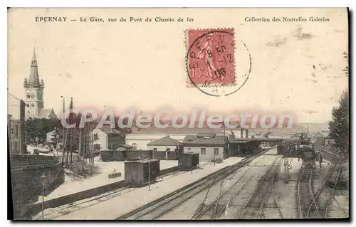 Cartes postales Epernay La Gare Vue Du Pont Du Chemin De Fer