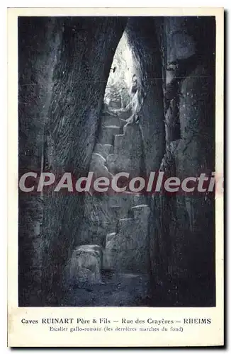 Cartes postales Caves Ruinart Pere Fils Rue Des Crayeres Rheims escalier