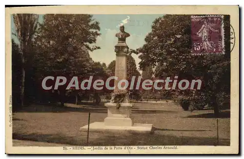 Ansichtskarte AK Reims Jardin De La Patte D'Oie Statue Charles Arnould