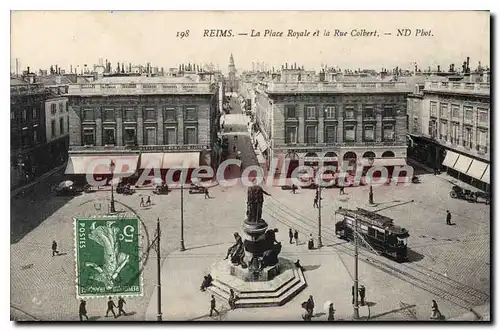 Cartes postales Reims La Place Royale Et La Rue Colbert
