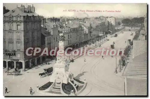 Cartes postales Reims Place Drouet D'Erlon Et Fontaine Sube