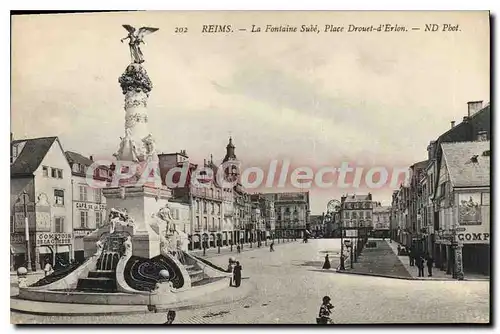 Cartes postales Reims La Fontaine Sube Place Drouet D'Erlon