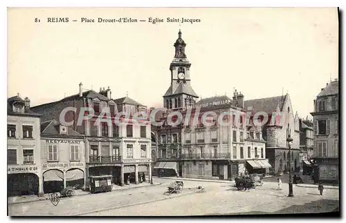 Cartes postales Reims Place Drouet D'Erlon Eglise Saint Jacques