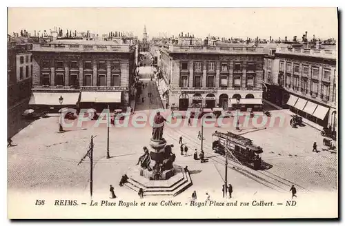 Cartes postales Reims La Place Royale Et Rue Colbert