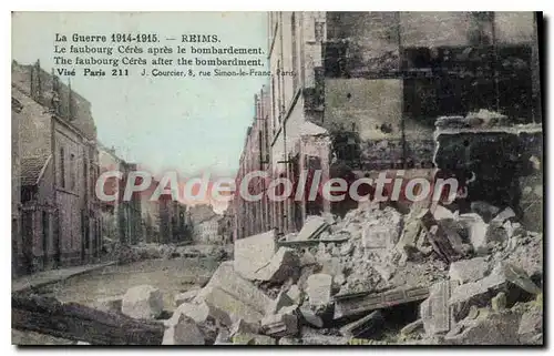 Cartes postales Reims Le Faubourg C�r�s Apres Le Bombardement