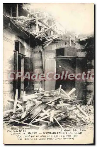 Cartes postales Bombardement De Reims �curie du grand bazar