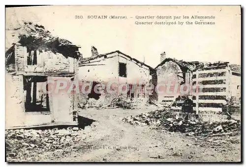 Cartes postales Souain Quartier Detruit Par Les Allemands