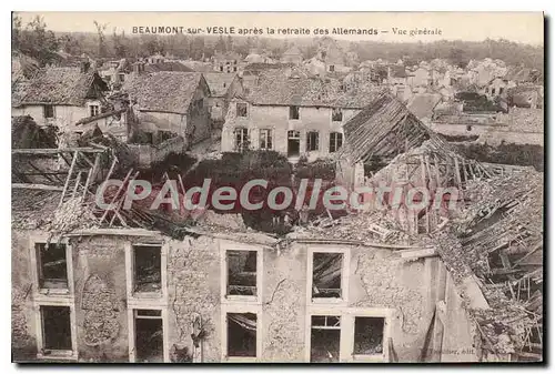 Cartes postales Beaumont Sur Vesle Apres La Retraite Des Allemands Vue Generale