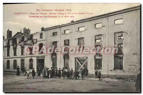 Cartes postales Luneville Place Des Carmes Maison Lafarge Bonneterie Worms