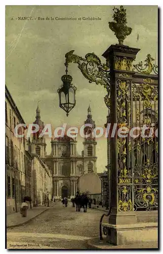 Cartes postales Nancy Rue De La Constitution Et Cathedrale