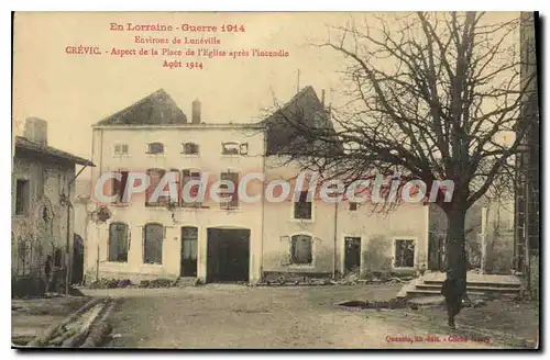 Cartes postales Crevic Aspect De La Place De I'Eglise Apres I'Incendie