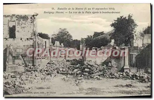Cartes postales Revigny La Rue De La Paix Apres Le Bombardement