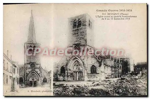 Cartes postales Revigny L'Eglise Avant Et Apres Le Bombardement