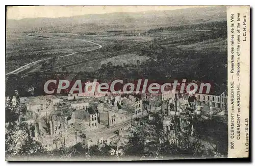 Cartes postales Clermont En Argonne Panorama Des Ruines De La Ville