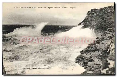 Cartes postales Belle Isle en Mer Pointe de l'Apothicairerie Etude de Vagues