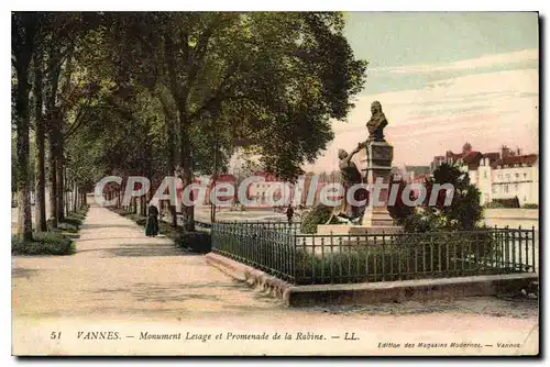 Ansichtskarte AK Vannes Monument Lesage Et Promenade de la Rabine