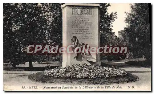 Cartes postales Metz Monument En Souvenir De La Delivrance De La Ville De Metz