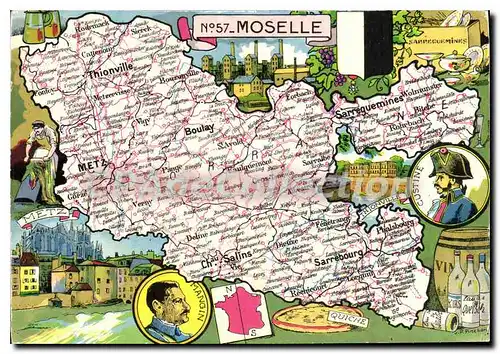 Moderne Karte Moselle Form� En 1790 D'Une Partie De La Lorraine