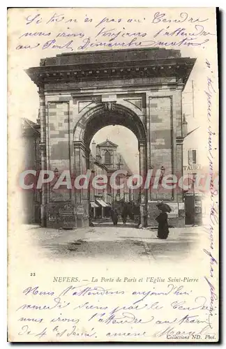 Ansichtskarte AK Nevers La Porte De Paris Et I'Eglise Saint Pierre