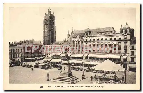 Cartes postales Dunkerque Place Jean Bart Et Le Beffroi