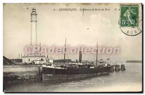 Ansichtskarte AK Dunkerque Le Phare Et La Sortie Du Port