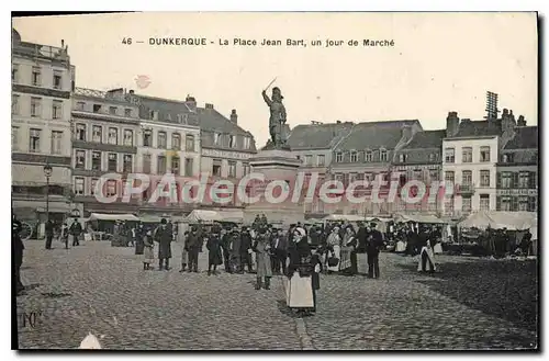 Cartes postales Dunkerque La Place Jean Bart un jour de march�