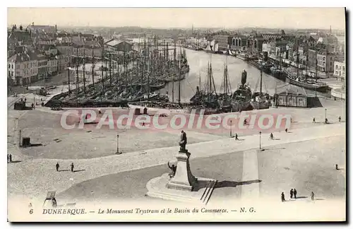 Cartes postales Dunkerque Le Monument Trystram Et Le Bassin Du Commerce