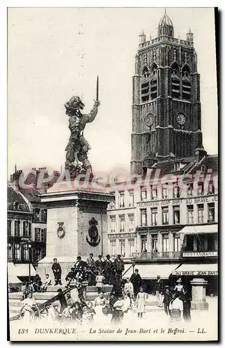 Cartes postales Dunkerque La Statue De Jean Bart et le beffroi
