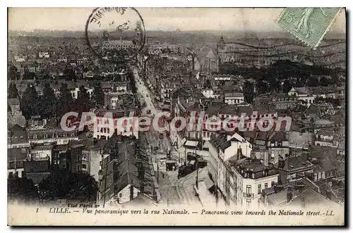 Cartes postales Lille Vue Panoramique Vers La Rue Nationale