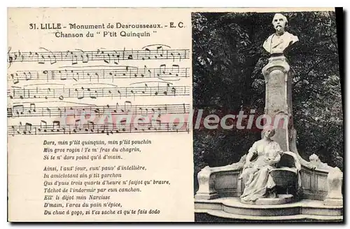 Cartes postales Lille Monument De Desrousseaux chanson