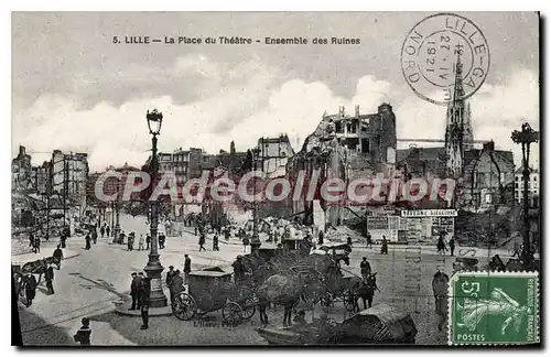 Cartes postales Lille La Place Du Theatre Ensemble Des Ruines