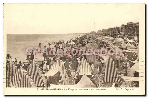 Cartes postales Malo Les Bains La Plage Et Les tentes La Nordiste