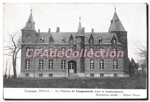 Cartes postales Le Chateau De Langemarck Avant Le Bombardement
