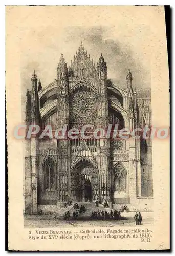 Cartes postales Beauvais Cathedrale Facade Meridionale en 1840