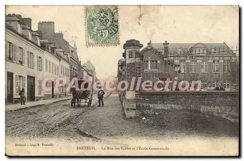 Cartes postales Breteuil La Rue Des Ecoles �cole communale