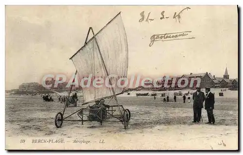 Cartes postales Berck Plage Aeroplage Char � voile 1916