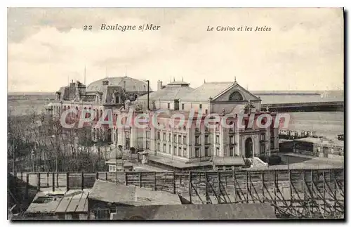 Cartes postales Boulogne Sur Mer Le Casino Et Les Jetees