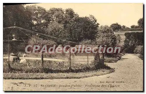 Ansichtskarte AK Saint Omer Jardin Public Fontaine des cygnes