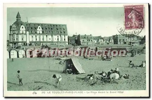 Cartes postales Le Touquet Paris Plage la plage devant le grand h�tel