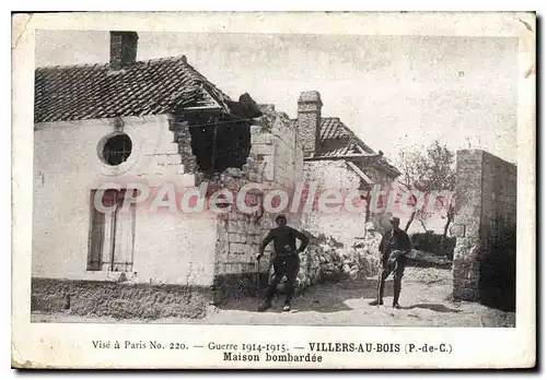 Cartes postales VILLERS-AU-BOIS Maison Bombardee