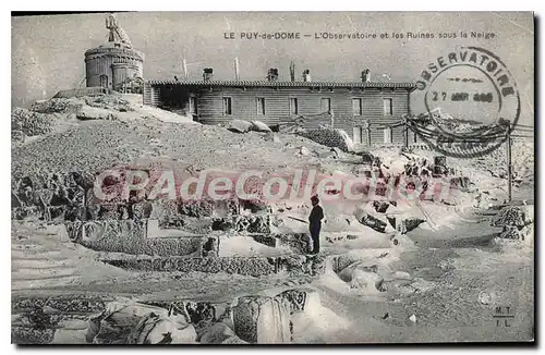 Cartes postales Le Puy De Dome L'Observatoire Et Les Ruines Sous La Neige