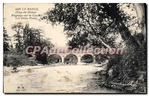 Cartes postales Le Breuil Paysage Sur La Couze les deux-ponts