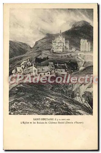 Ansichtskarte AK Saint Nectaire L'Eglise Et Les Ruines Du Chateau Feodal