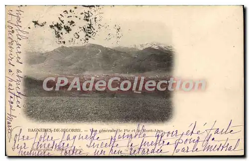 Cartes postales Bagneres De Bigorre Vue Generale Le Pic Et Le Mont Aigu