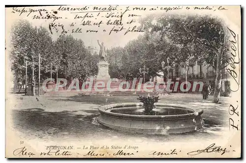 Cartes postales Perpignan La Place Et La Statue D'Arago