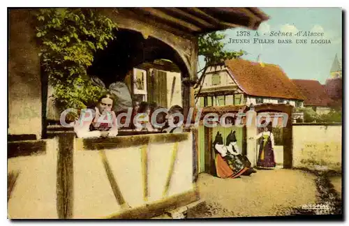 Cartes postales Scenes D'Alsace Jeunes Filles Dans Une Loggia